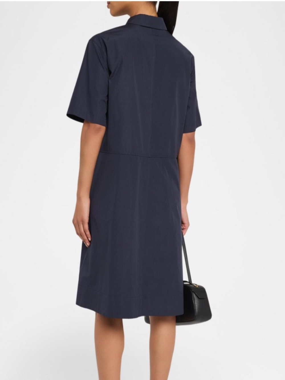 Lafayette 148‎ New York V-Neck Shirtdress Navy Blue Career Classic
